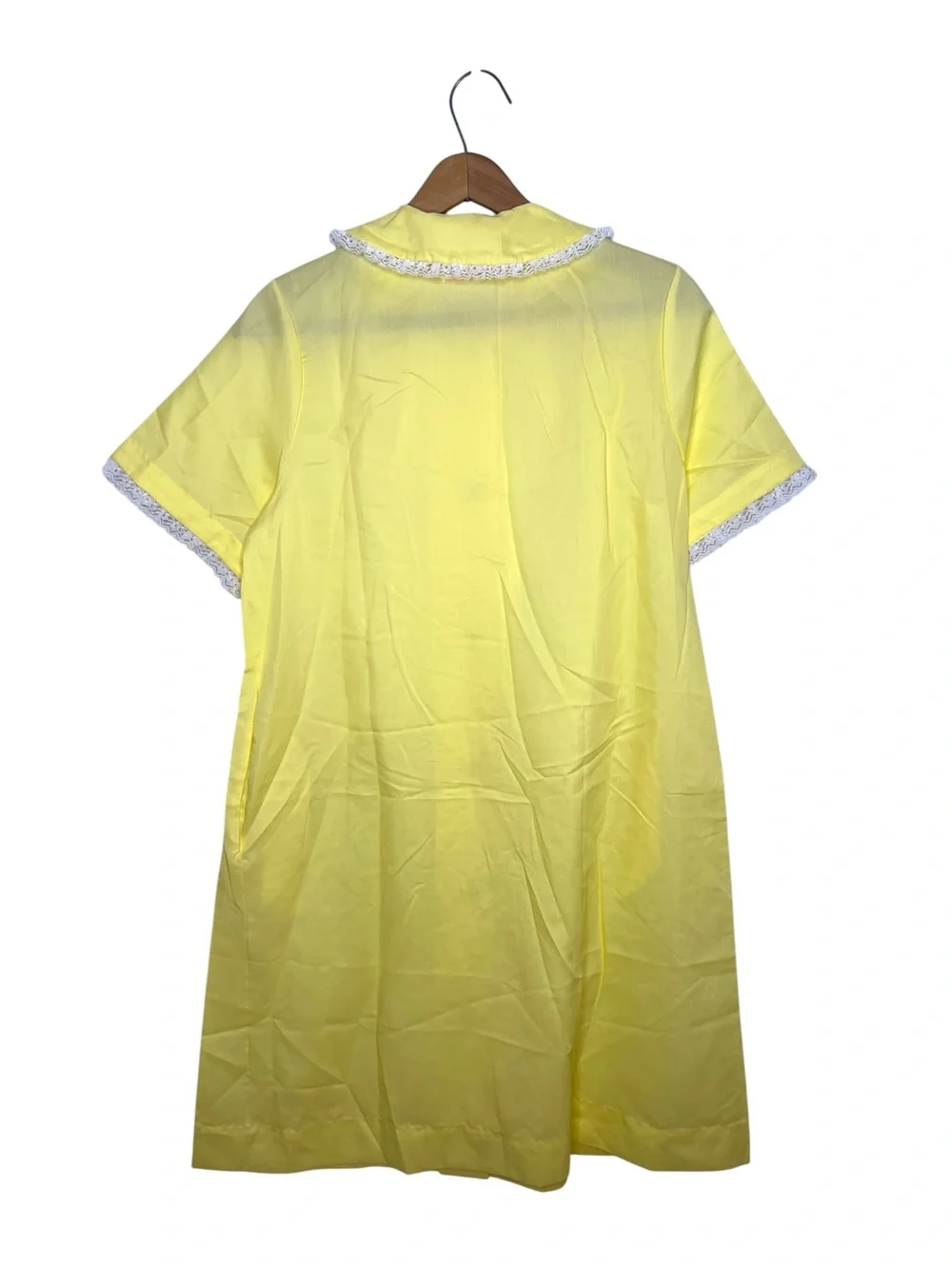 Vintage Lorraine Yellow Nightgown House Dress Lace Floral Embroidery